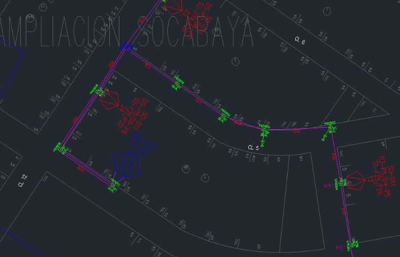 Plano de red elaborado en AutoCAD